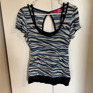 Almost Famous Zebra Print Layered Y2K Top Size Medium Junior